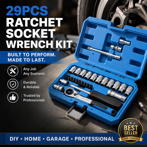 29pcs Ratchet Socket Wrench Kit – Car Repair & DIY 🛠️