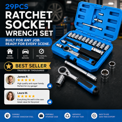 29pcs Ratchet Socket Wrench Kit – Car Repair & DIY 🛠️