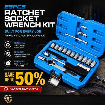29pcs Ratchet Socket Wrench Kit – Car Repair & DIY 🛠️